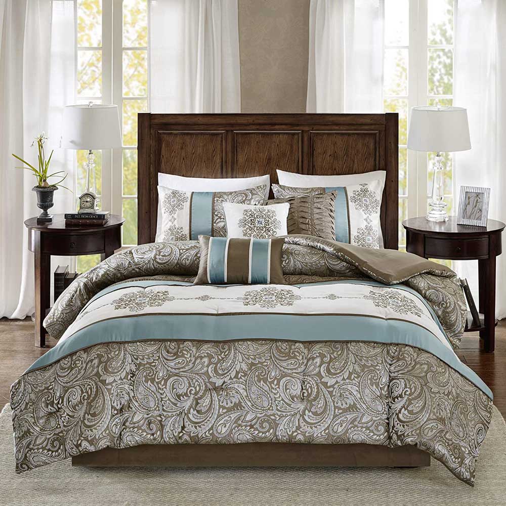 Faux Silk-Traditional Luxurious 7 Pieces Bedding Sets | Yedwo