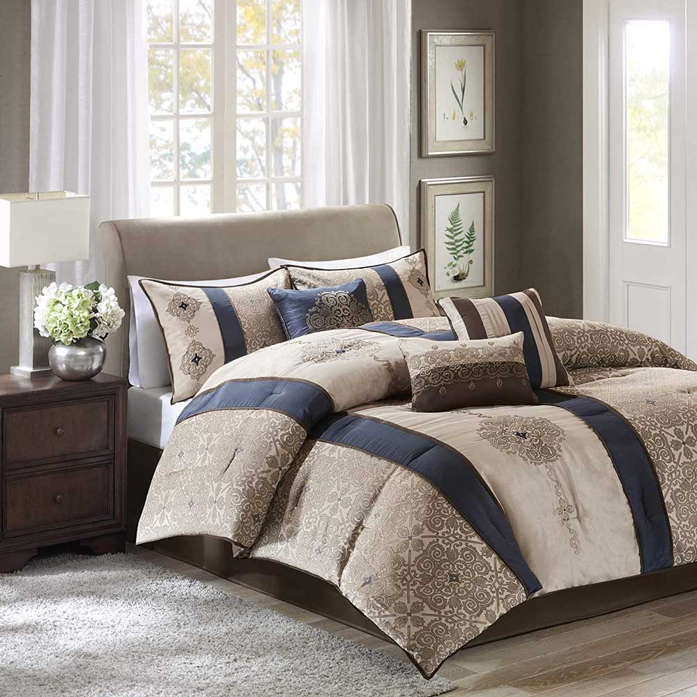 Faux Silk-Traditional Luxurious 7 Pieces Bedding Sets | Yedwo