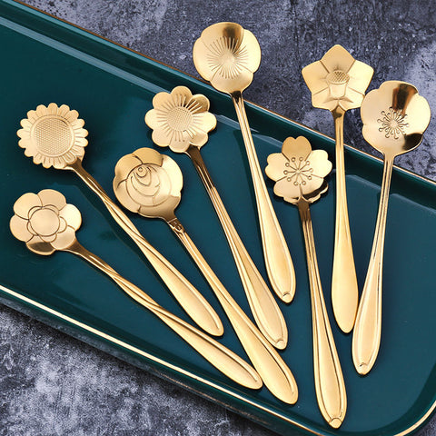 Stainless Steel Floral Shape Coffee Spoon Set(8 PCS) | Yedwo Home