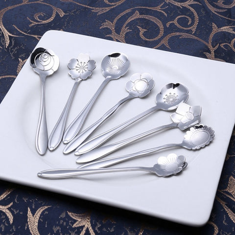 Stainless Steel Floral Shape Coffee Spoon Set(8 PCS) | Yedwo Home