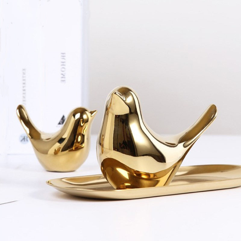 Gold Modern Small Birds Statues | Yedwo