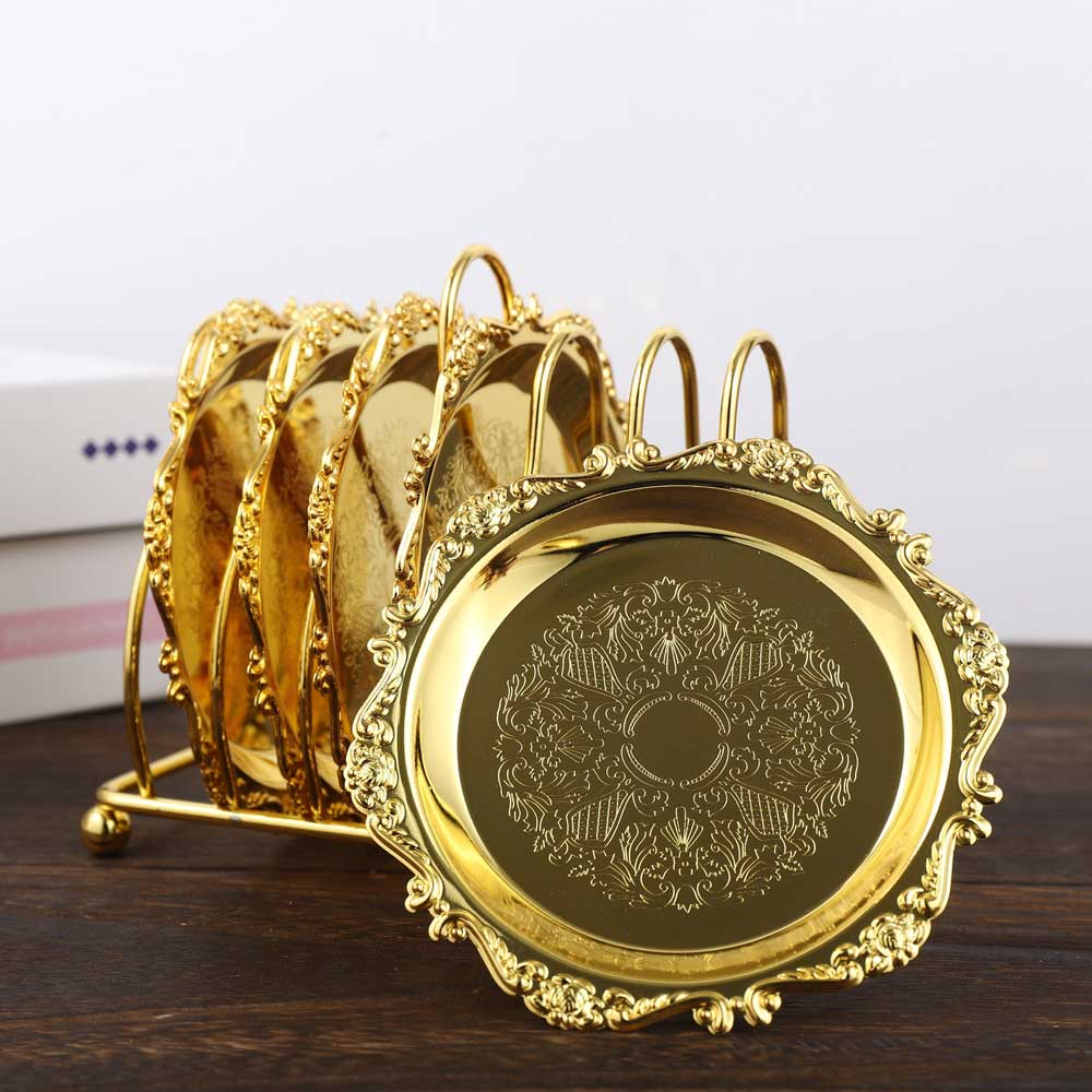 Golden 6 Piece Creative Drink Coasters | Yedwo Design