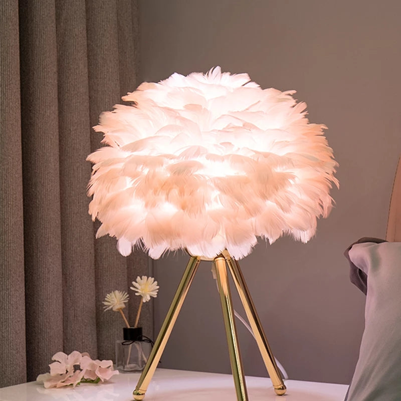 Feather Beside Table Lamp for Bedroom | Yedwo Design