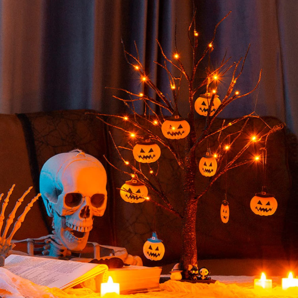 Halloween Black Glitter Spooky Tree Lights | Yedwo Design
