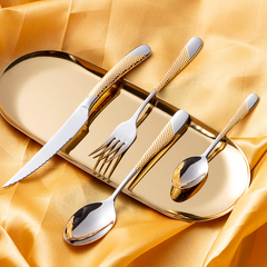 Hammered Silver Gold Silverware Set | Yedwo