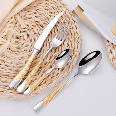 Hammered Silver Gold Silverware Set | Yedwo