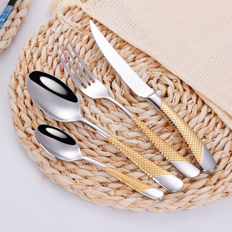 Hammered Silver Gold Silverware Set | Yedwo – YEDWO