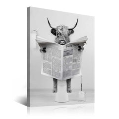 Highland Cow Wall Art in Bathtub | Yedwo