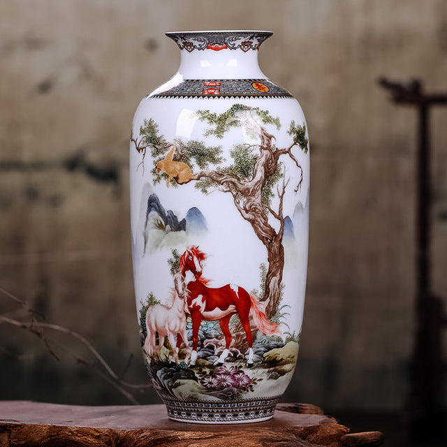 Jingdezhen Chinese Lucky Painting Porcelain Vase | Yedwo Design