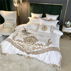 Josie Traditional Motif Embroidered Satin Cotton Duvet Cover Set | Yedwo