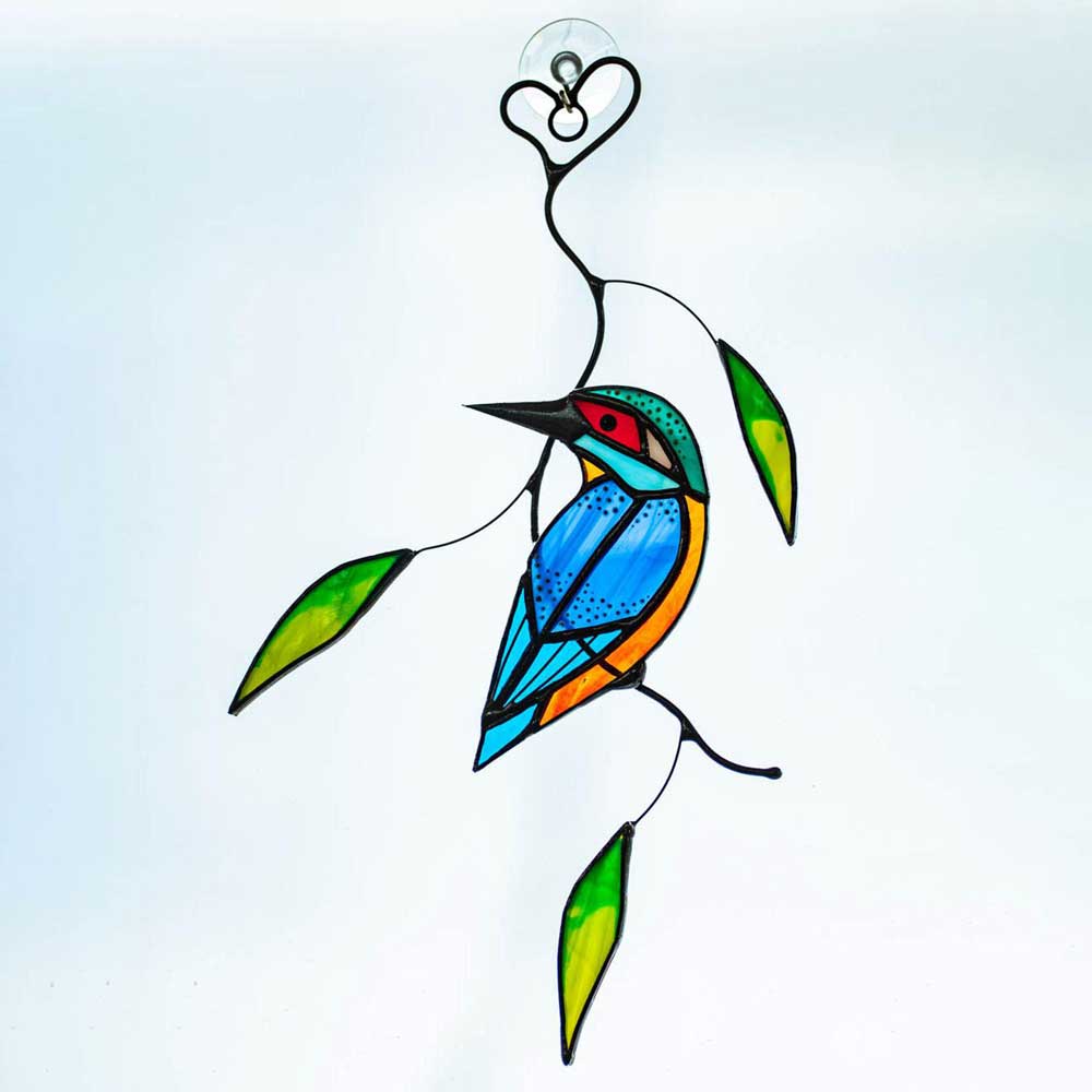 Kingfisher Stained Glass Window Hangings | Yedwo Design