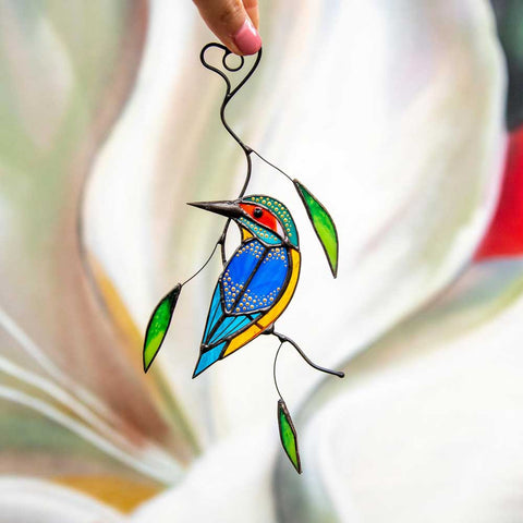 Kingfisher Stained Glass Window Hangings | Yedwo Design