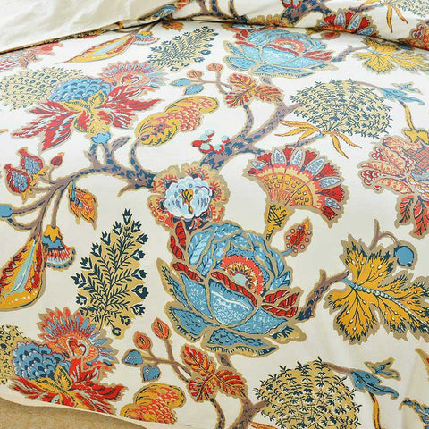 Luxury Bohemian Damask Floral Egyptian Cotton Duvet Cover Set | Yedwo