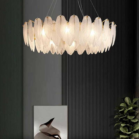 Luxury Glass Feather Art Deco Pendant Light | Yedwo