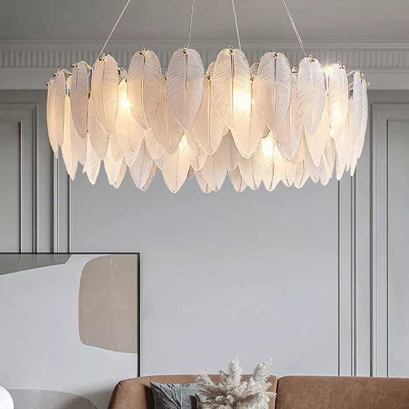 Luxury Glass Feather Art Deco Pendant Light | Yedwo