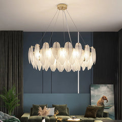 Luxury Glass Feather Art Deco Pendant Light | Yedwo