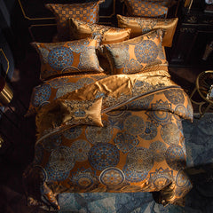 Luxury Golden Silver Satin Cotton Bedding Set | Yedwo