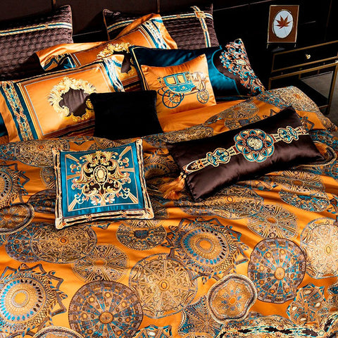 Luxury Large Jacquard with Embroidery Golden Duvet Cover  Yedwo