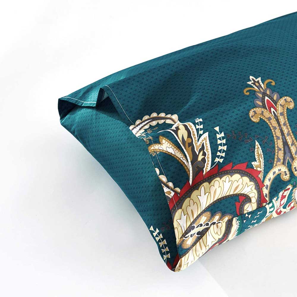 Luxury Paisley Egyptian Cotton Teal Boho Duvet Cover | Yedwo