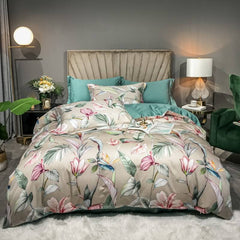 Luxury Vibrant Flower Tree Egyptian Cotton Duvet Cover Set | Yedwo