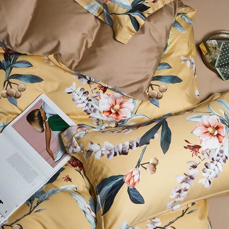 Luxury Vibrant Flower Tree Egyptian Cotton Duvet Cover Set | Yedwo