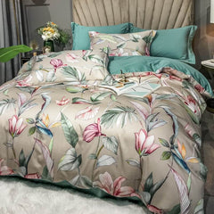 Luxury Vibrant Flower Tree Egyptian Cotton Duvet Cover Set | Yedwo