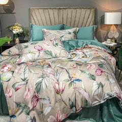 Luxury Vibrant Flower Tree Egyptian Cotton Duvet Cover Set | Yedwo