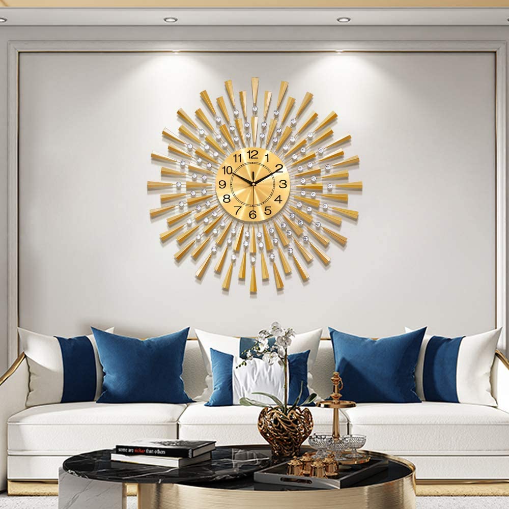 Modern Gold Crystal Wall Clock | Yedwo Design