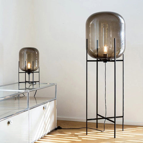 Modern Industrial Smoke Gray Glass Floor Lamp | Yedwo Design