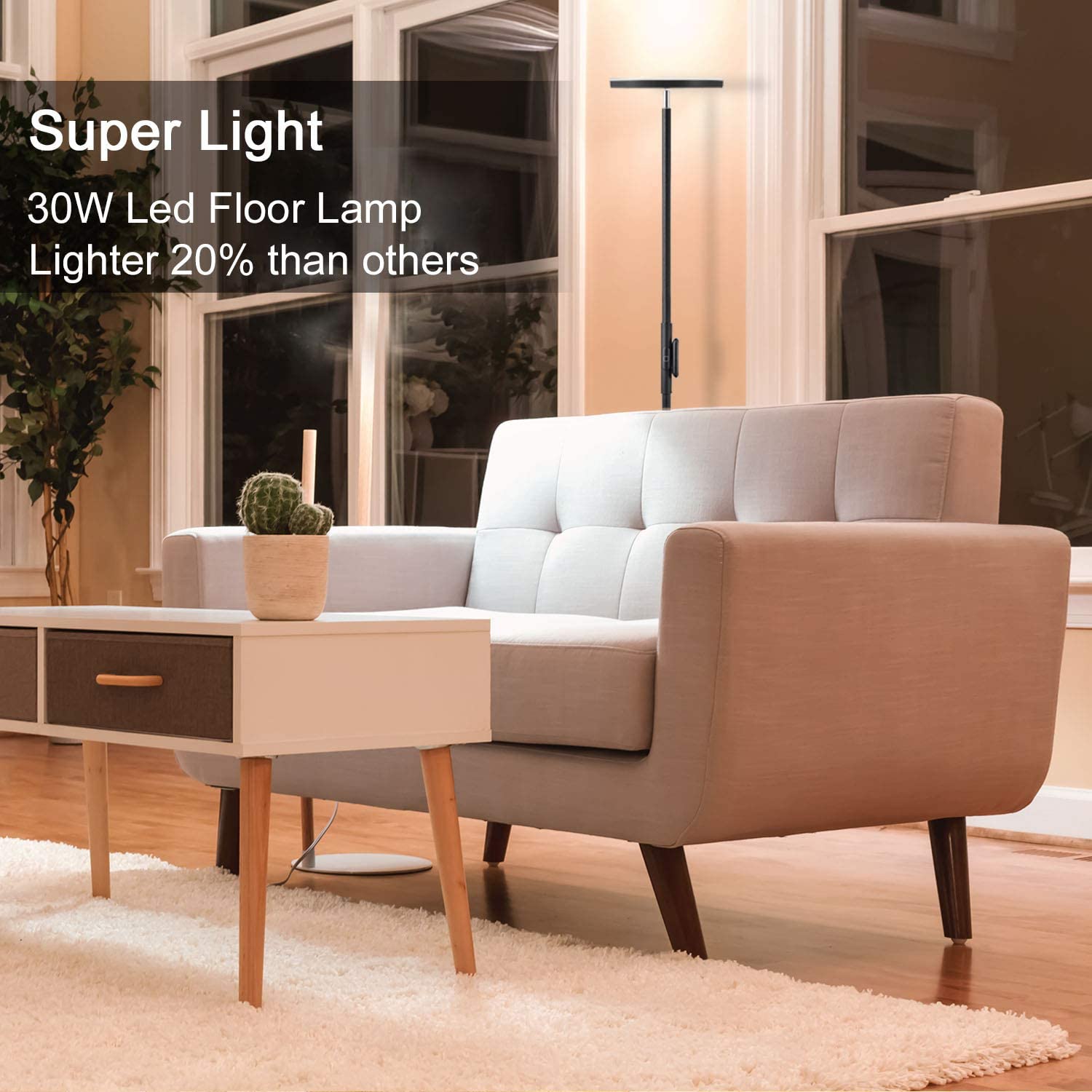 Modern Torchiere 3 Color Temperatures Super Bright Floor Lamps