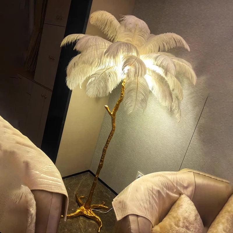 Palmera Luxury Feather Floor/Table Lamp | Yedwo