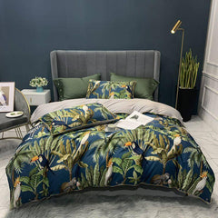 Pure Egyptian Cotton Silky Soft Parrot Print Duvet Cover Set | Yedwo