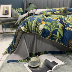 Pure Egyptian Cotton Silky Soft Parrot Print Duvet Cover Set | Yedwo