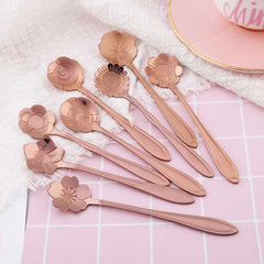 Stainless Steel Floral Shape Coffee Spoon Set(8 PCS) | Yedwo Home