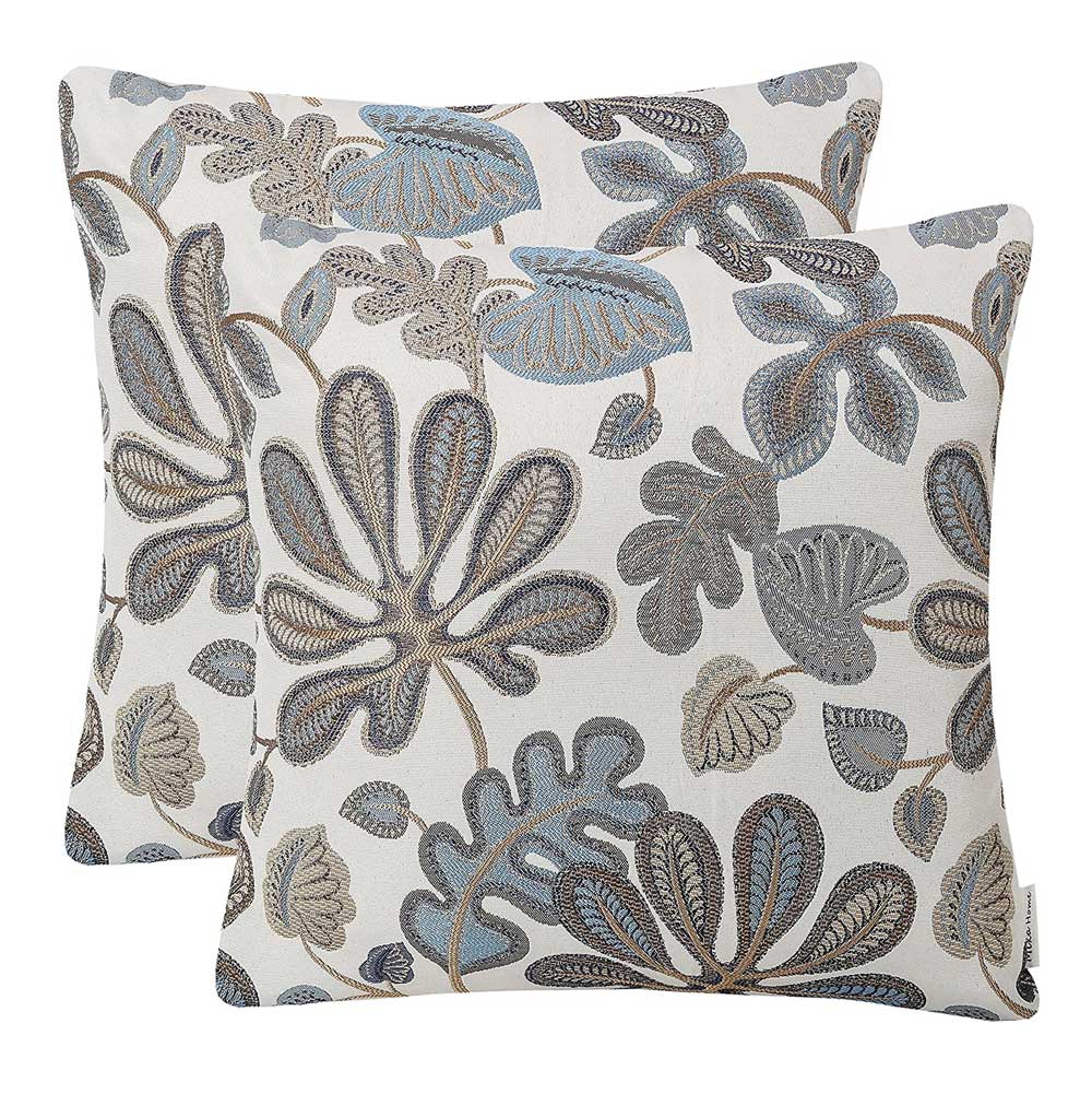 Set of 2 Jacquard Tropical Leaf Pattern Throw Pillow | Yedwo Home