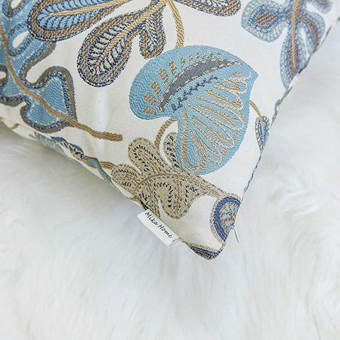 Set of 2 Jacquard Tropical Leaf Pattern Throw Pillow | Yedwo Home