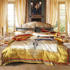 Skyler Opulent Embroidered Satin Duvet Cover Set | Yedwo