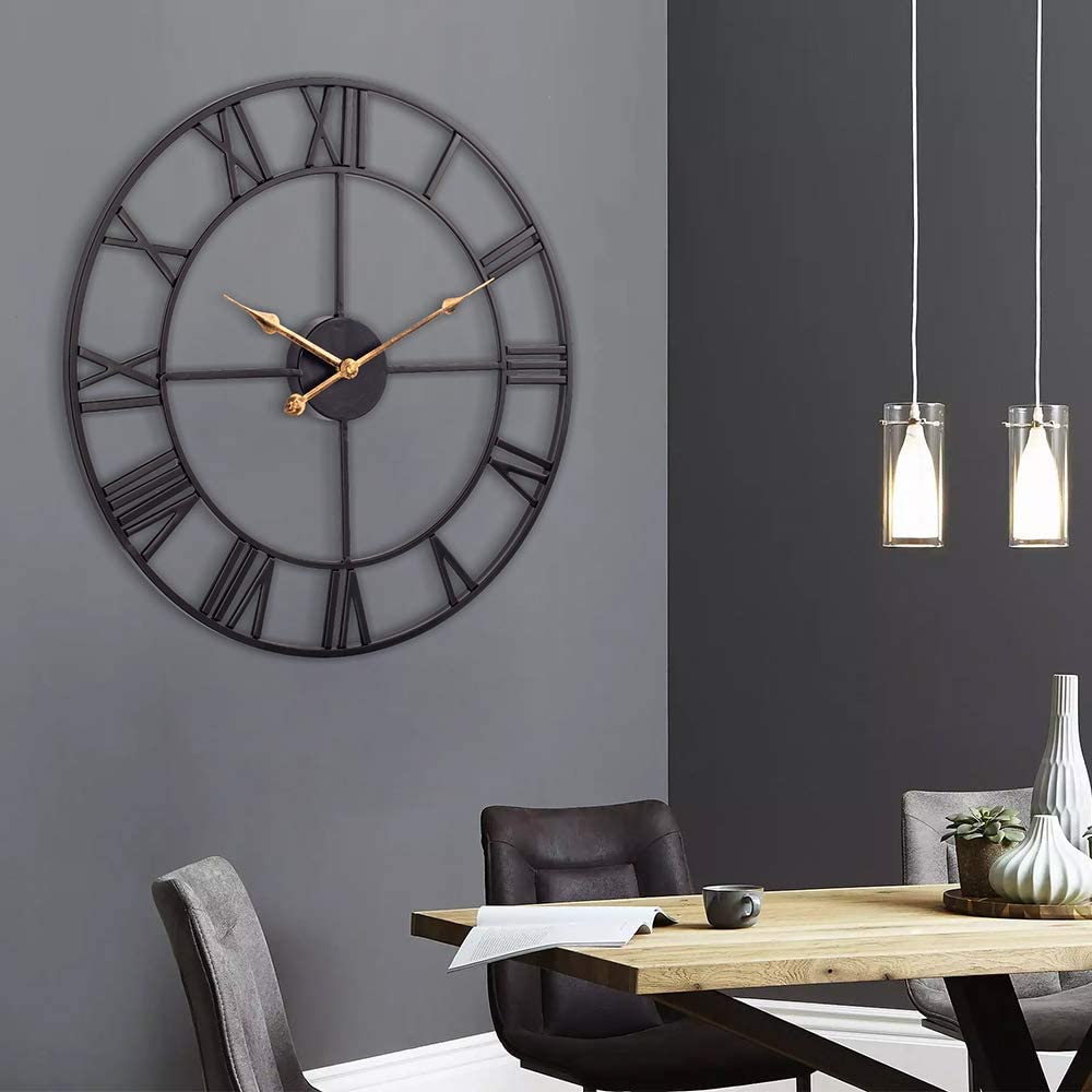 Roman Numeral Large Metal Wall Clocks | Yedwo Design