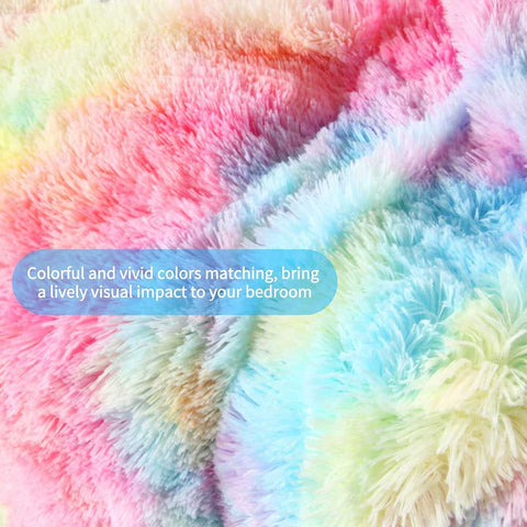 Ultra Soft Shaggy Rainbow Duvet Cover(3pcs) | Yedwo Home