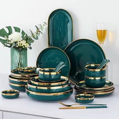 Verde Emerald Green Luxury Dinnerware Set | Yedwo Home