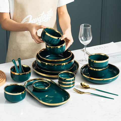Verde Emerald Green Luxury Dinnerware Set | Yedwo Home