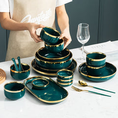 Verde Emerald Green Luxury Dinnerware Set | Yedwo Home