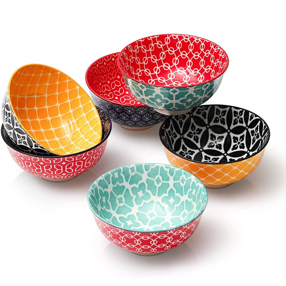 Vibrant Colorful Ceramic Dessert Bowls Set of 6 | Yedwo Design