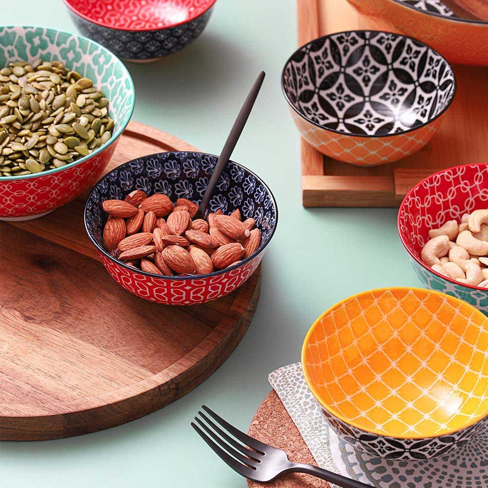 Vibrant Colorful Ceramic Dessert Bowls Set of 6 | Yedwo Design