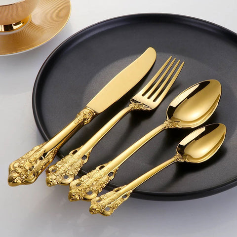 Vintage Western Gold Plated Cutlery 24pcs