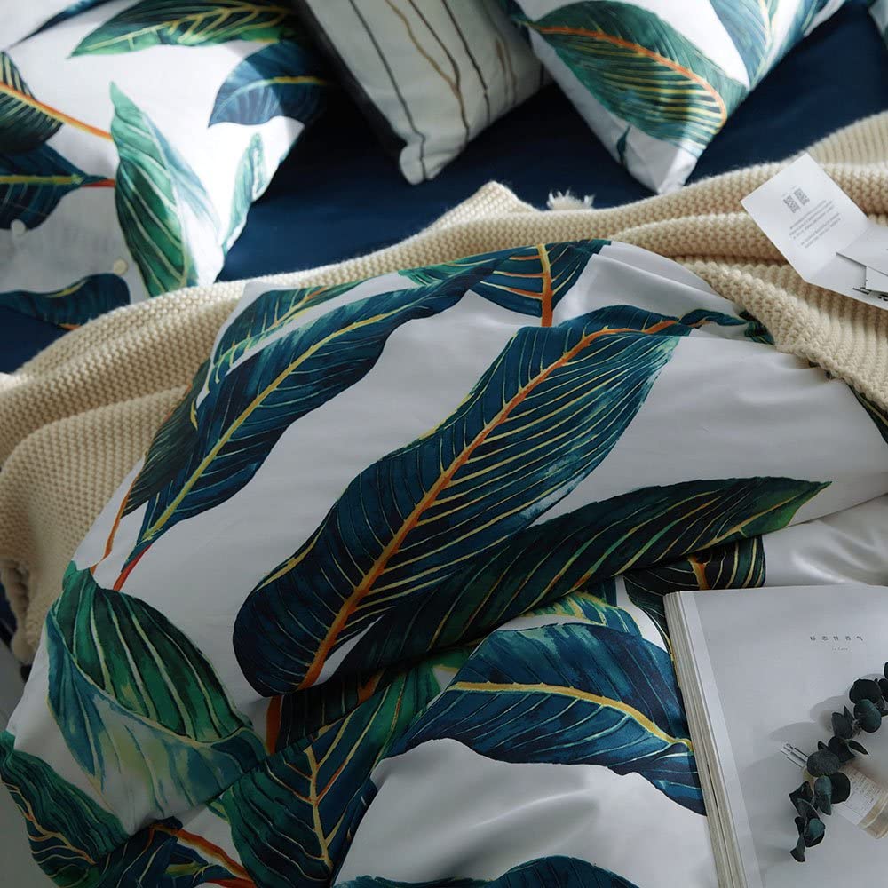 VINTAGE TROPICAL LEAVES PATTERN COTTON LUXURY BEDDING SET | Yedwo Home