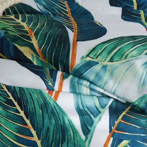 VINTAGE TROPICAL LEAVES PATTERN COTTON LUXURY BEDDING SET | Yedwo Home