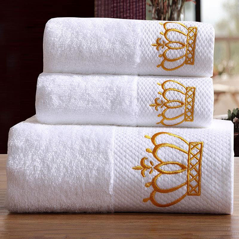 White Embroidery Cotton Royal Towel | Yedwo Home