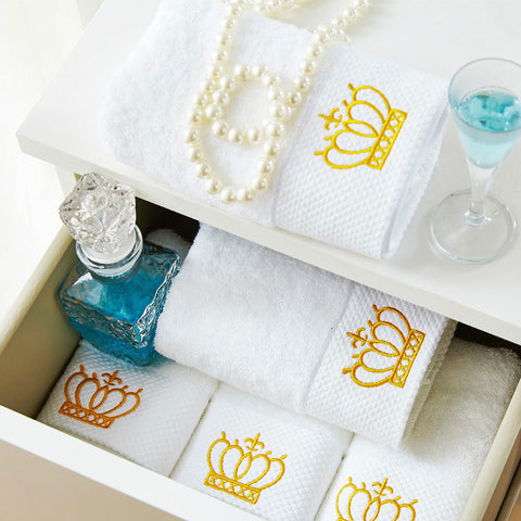 White Embroidery Cotton Royal Towel | Yedwo Home
